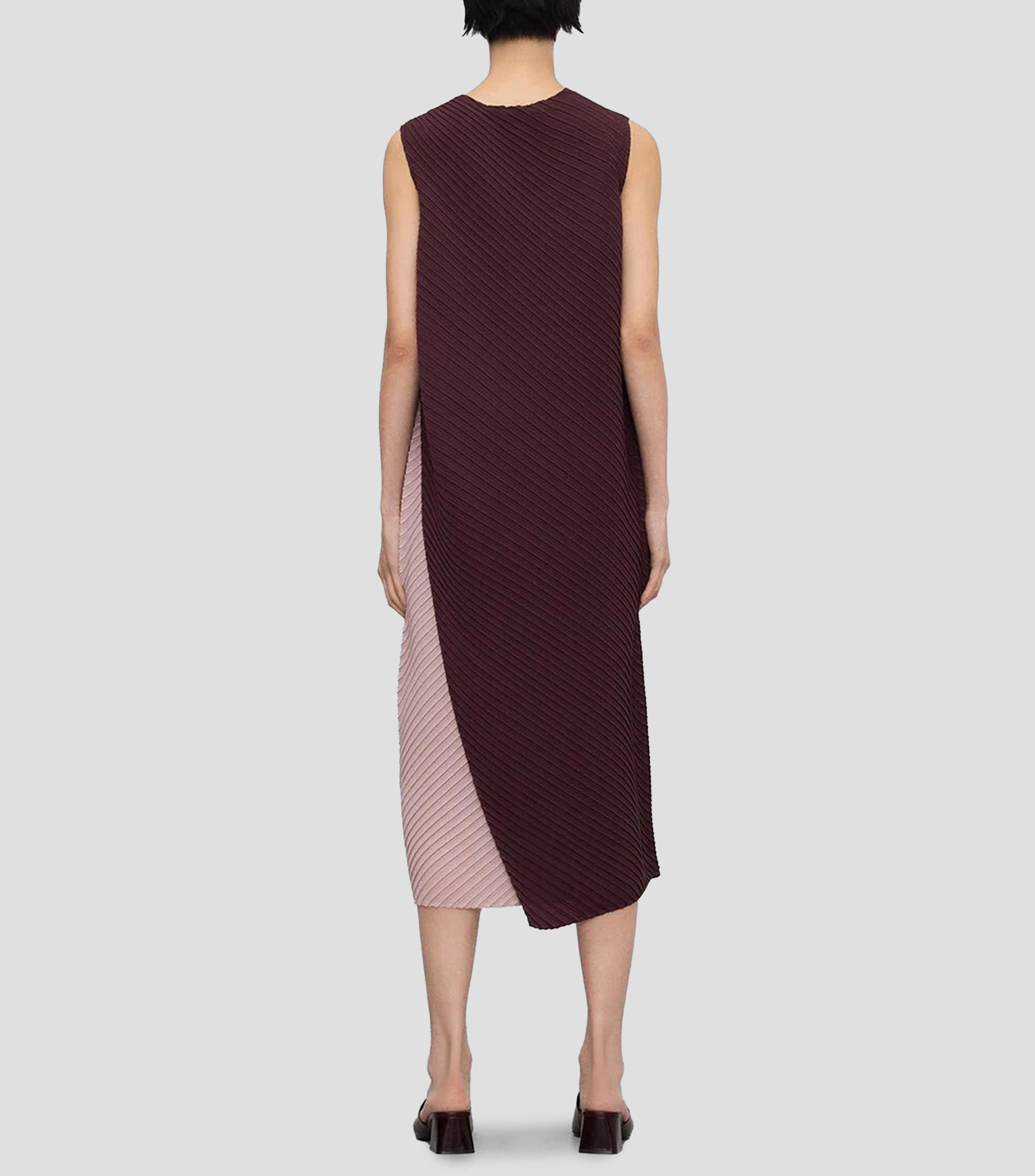 Vestido midi franjas Mujer